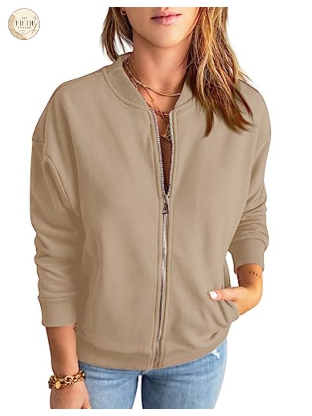 Women's Zip Up Sweatshirt Jacket Long Sleeve Loose Fit with Pockets